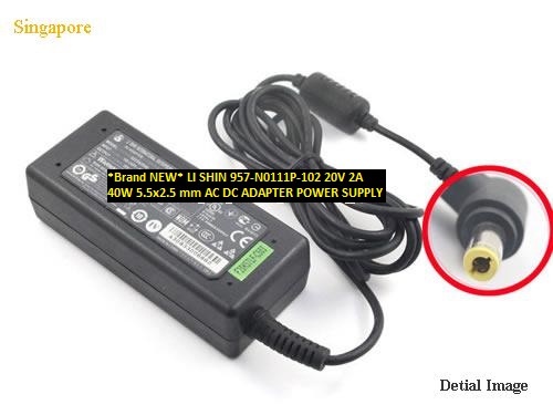 *Brand NEW* 957-N0111P-102 LI SHIN 20V 2A 40W 5.5x2.5 mm AC DC ADAPTER POWER SUPPLY